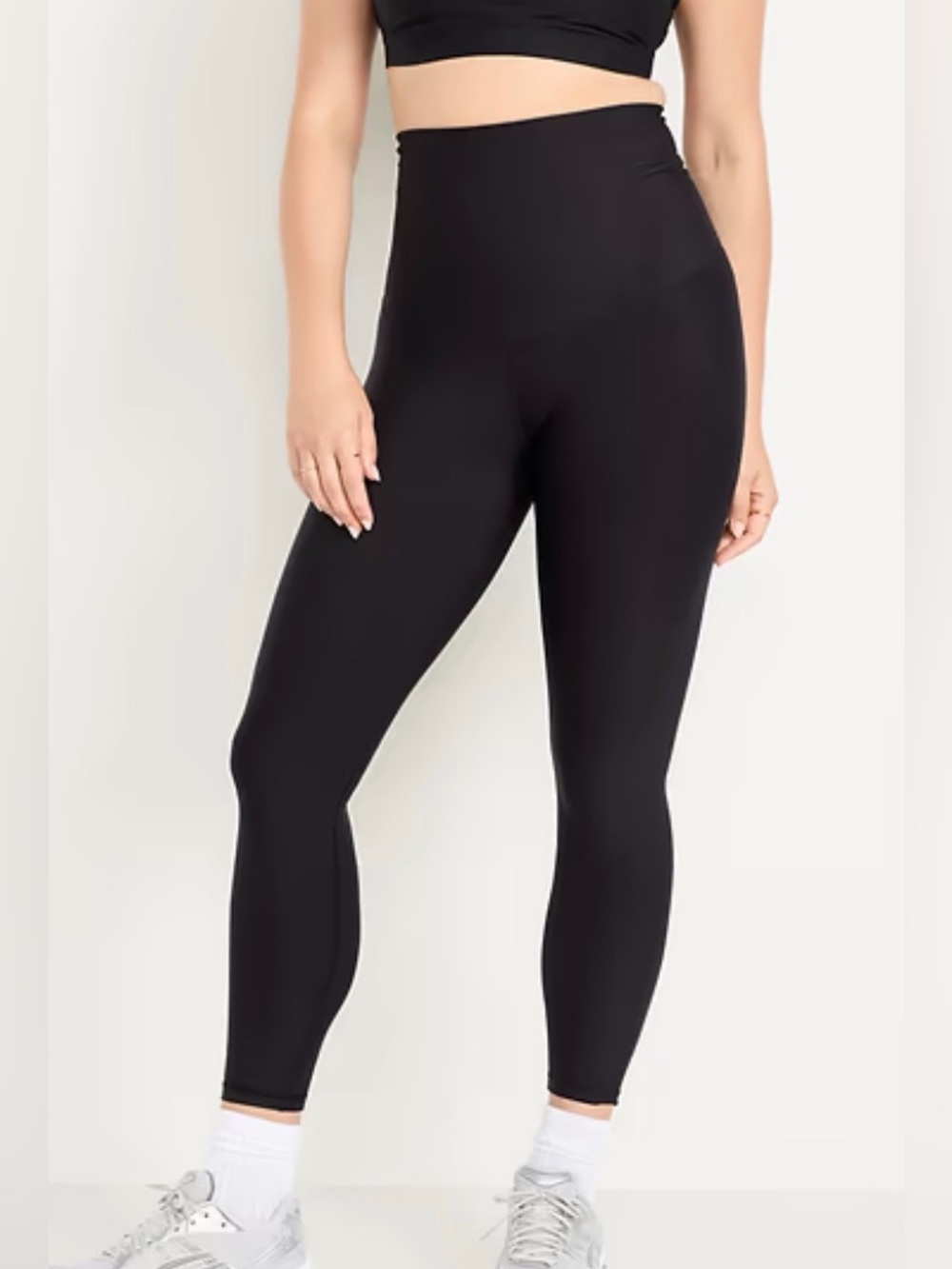 Old Navy Maternity PowerSoft Postpartum Support 7/8 Leggings, Black, sz M